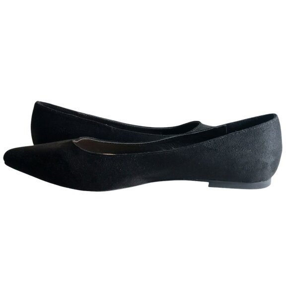 Just Fab Women's Black Flat Pointed Toe Faux Suede Shoes Size 9 - Picture 5 of 10